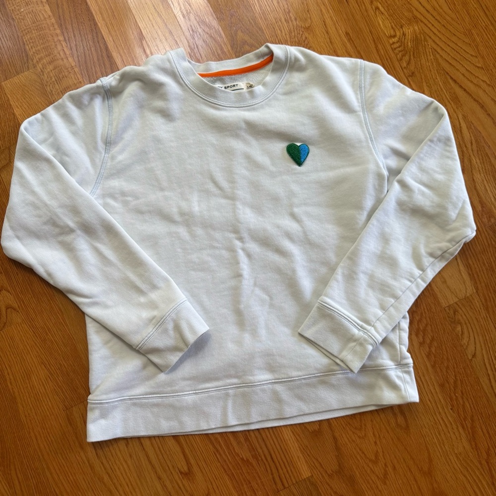 Tory Sport White Sweatshirt with Blue Heart Patch Tory Burch Large